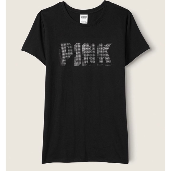 VS PINK BLING KNIT SHORT SLEEVE T SHIRT NEW VICTORIA’S SECRET PINK - Picture 1 of 4